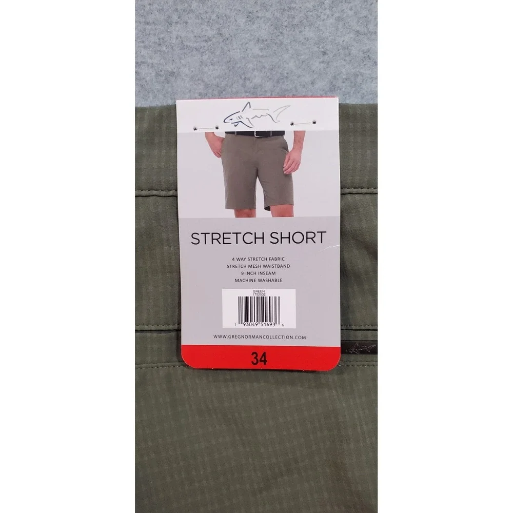 Greg Norman Men's Stretch Shorts Green,‎ Polyester/Spandex, Size 34